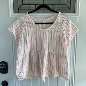 Maurices Cream and Pink Striped Blouse